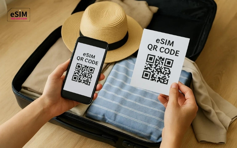 Chỉ cần điện thoại hỗ trợ eSIM, mã QR, Internet và gói data phù hợp để cài đặt